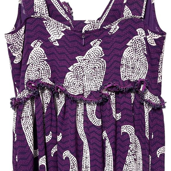 TORY BURCH Petula Paisley Beaded Ruffle Silk Maxi Dress 8 - Picture 9 of 14